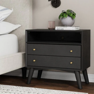 2 Drawer Nightstand Black