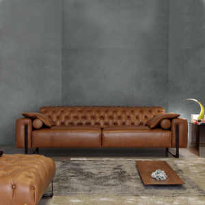 Refine Leather Tufted Sofa