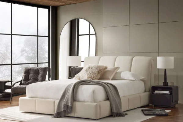 Ivory Fabric Upholstery Bed