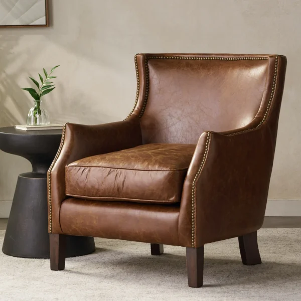 Vintage Light Brown Leather Club Chair