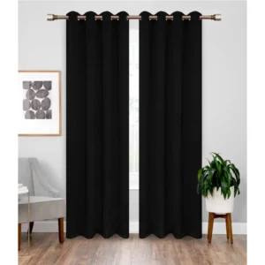 2 Piece Solid Black Blackout Curtain