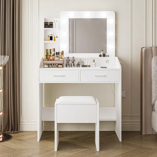 Vanity Desk with Mirror and Lights