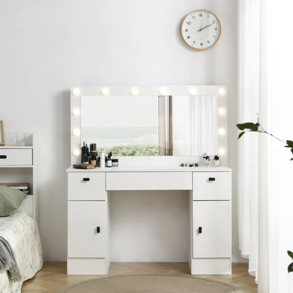 Vanity Table with Lighted Mirror and 3 Drawers