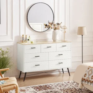 Modern White Dresser with Mirror