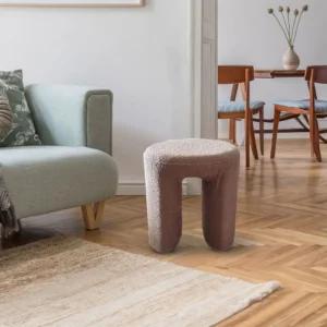 Boucle Horseshoe Stool Ottoman