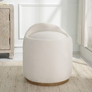 Upholstered Fluffy Swivel Pouf Ottoman