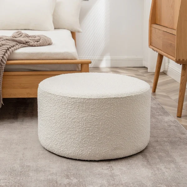 Round Upholstered Pouf Ottoman