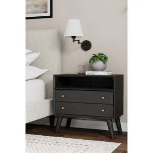 2 Drawer Nightstand Black