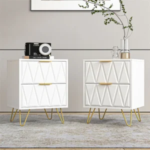 2-Drawer Nightstand with Metal Handle