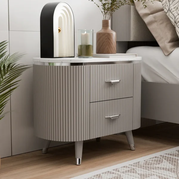 Modern Light Grey 2-Drawer Nightstand