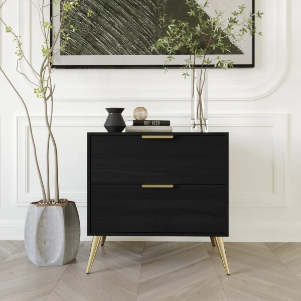 Contemporary 2-Drawers Nightstand