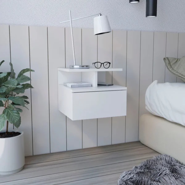 Floating Nightstand with Open Shelf