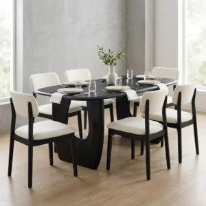 Black Wood Dining Table With 6 Chairs