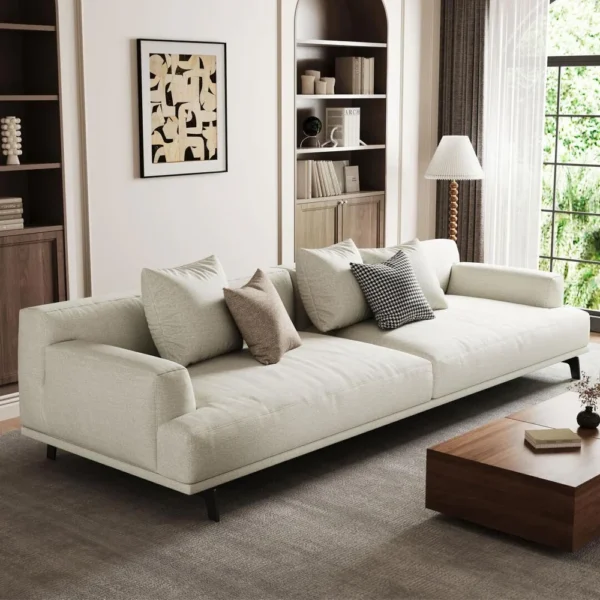 Modern Gray Cotton Linen Upholstered Sofa