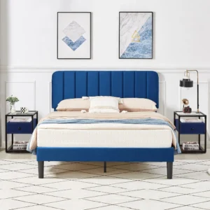 3-Pieces Upholstered Platform Bed Frame