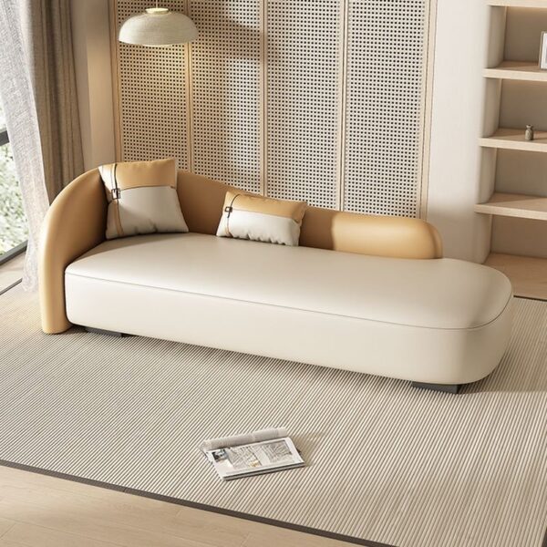 Curved Back Cushioned Chaise Lounge