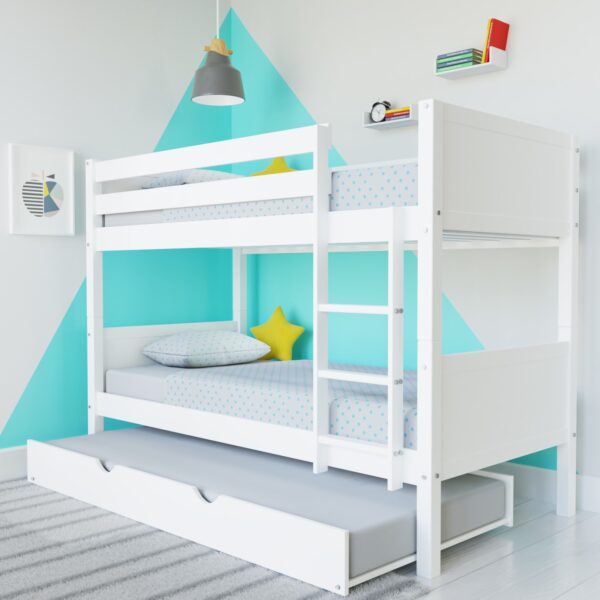 White Wooden Detachable Bunk Bed