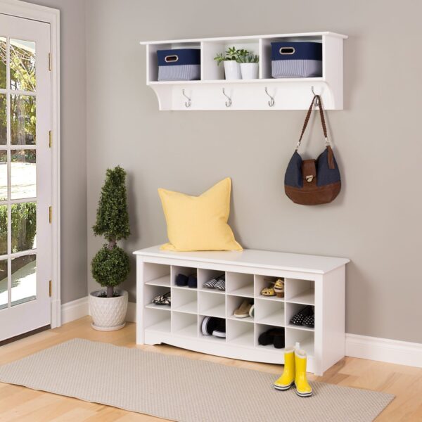 White Shoe Storage Cubie Bench