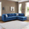 Valeur Solid Wood Right Hand Facing Sparkle Fabric 5 Seater Corner L-Shaped Sectional Sofa Modern Living Room