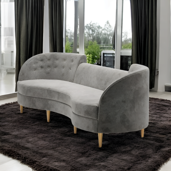 Volru Modern Button Tufted 4-Seater Chaise Lounge Sofa with Metal Legs In Soft Fabric