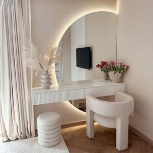 Luxury Floating Dressing Table with LED Mirror & Storage