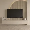 Minimalist Floating TV Unit with Arched Slat Wall Panel