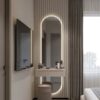Modern Vanity Dressing Table with Mirror & Marble Finish