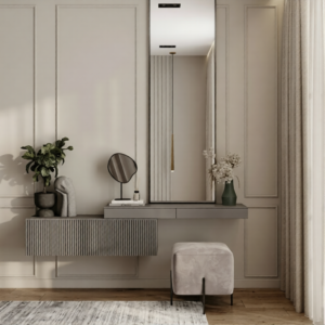 Wall-Mounted Dressing Table with Mirror and Cabinet