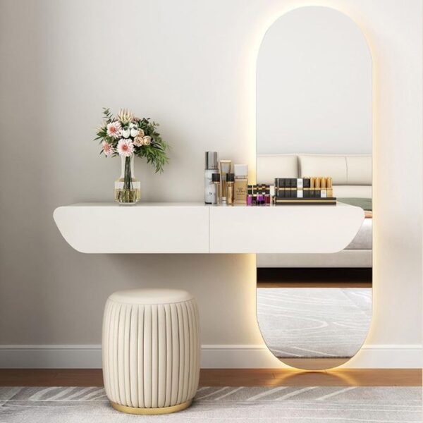 Modern Wall-Mounted Dressing Table with Mirror and Storage