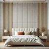 Wood Slat Wall Panel Bed with Upholstered Headboard