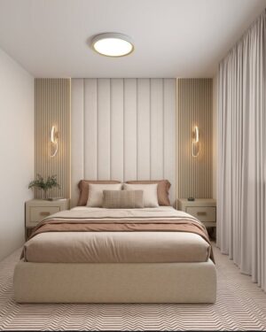 Luxury Vertical Wall Panel Bed with Upholstered Headboard