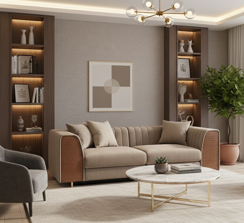 VelviCraft Channel-Back Luxe Sofa