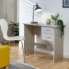 SoftGrey Compact Twin-Drawer Study Desk