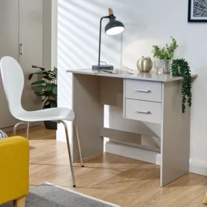 SoftGrey Compact Twin-Drawer Study Desk
