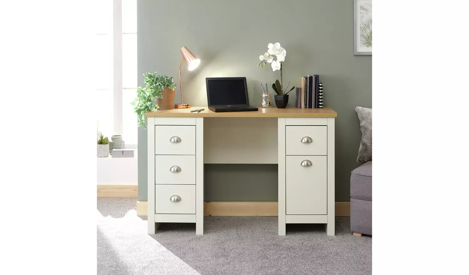 Oxford Dual-Pedestal Wooden Study Desk