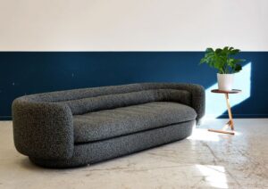 PebbleNest Curved Bouclé Sofa