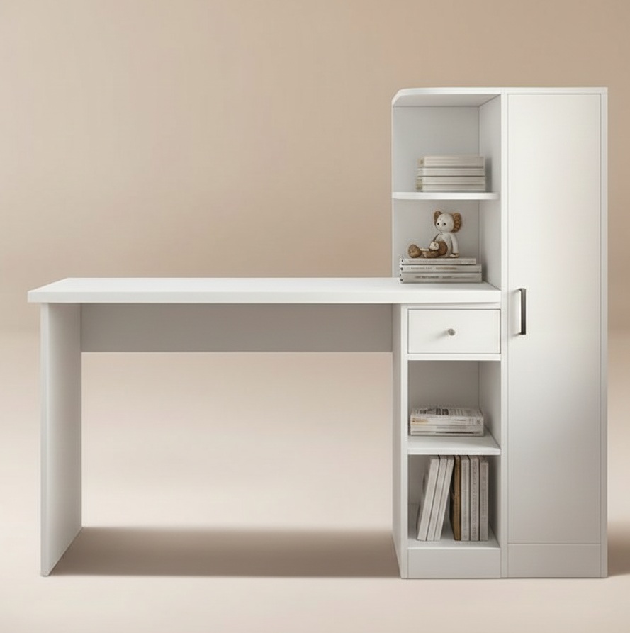 AuraMax Study Desk with Vertical Storage Cabinet