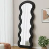Obsidian Wave Sculpt Floor Mirror