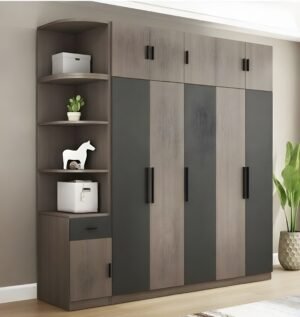 Elrio Storage Wardrobe with Display Shelves