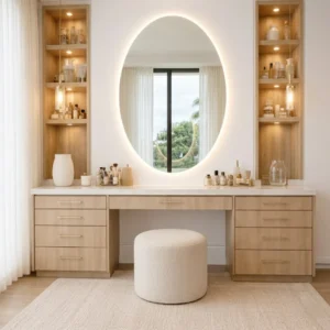9 Drawers Dresser with Display Shelves & LED Mirror
