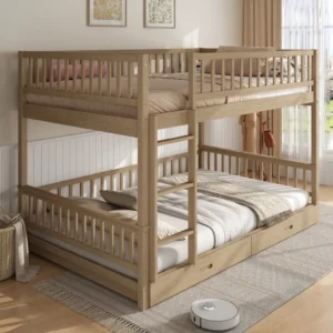 Aadsio Wooden Twin Bunk Bed with Storage Drawers