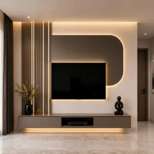 Alora Floating TV Unit with Decorative Slat Wall