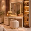5 Drawers Vanity Table with Mirror & Glass Display
