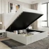 Fluted Upholstered Hydraulic Storage Bed