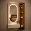1 Drawer Fluted Arched Mirror Dresser with Shelves