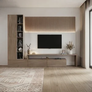 3 Lower Storage Drawers TV Unit with Tall Shelves