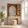 5 Drawer Arched Mirror Dresser with Wall Panel