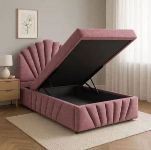 Aabira Fluted Lift-Up Storage Bed