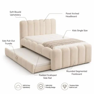 Aabz Plush Channel-Tufted Trundle Bed