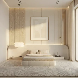 Aadir Plush Wingback Platform Bed